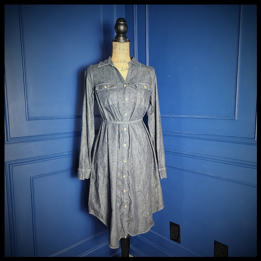 Isabel Maternity Button Down Denim Dress XS